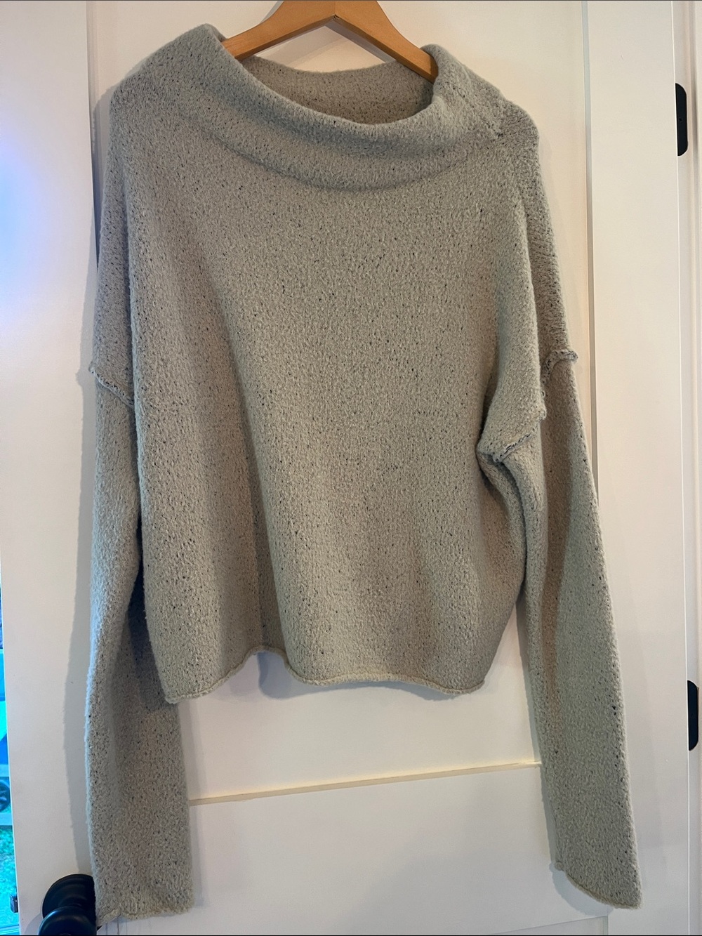 Free People Slouchy Cowl Neck Sweater in Light Gray